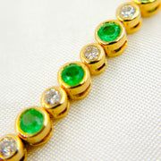 BTL65122EM. 14k Solid Gold Diamond and Gemstone Tennis Bracelet